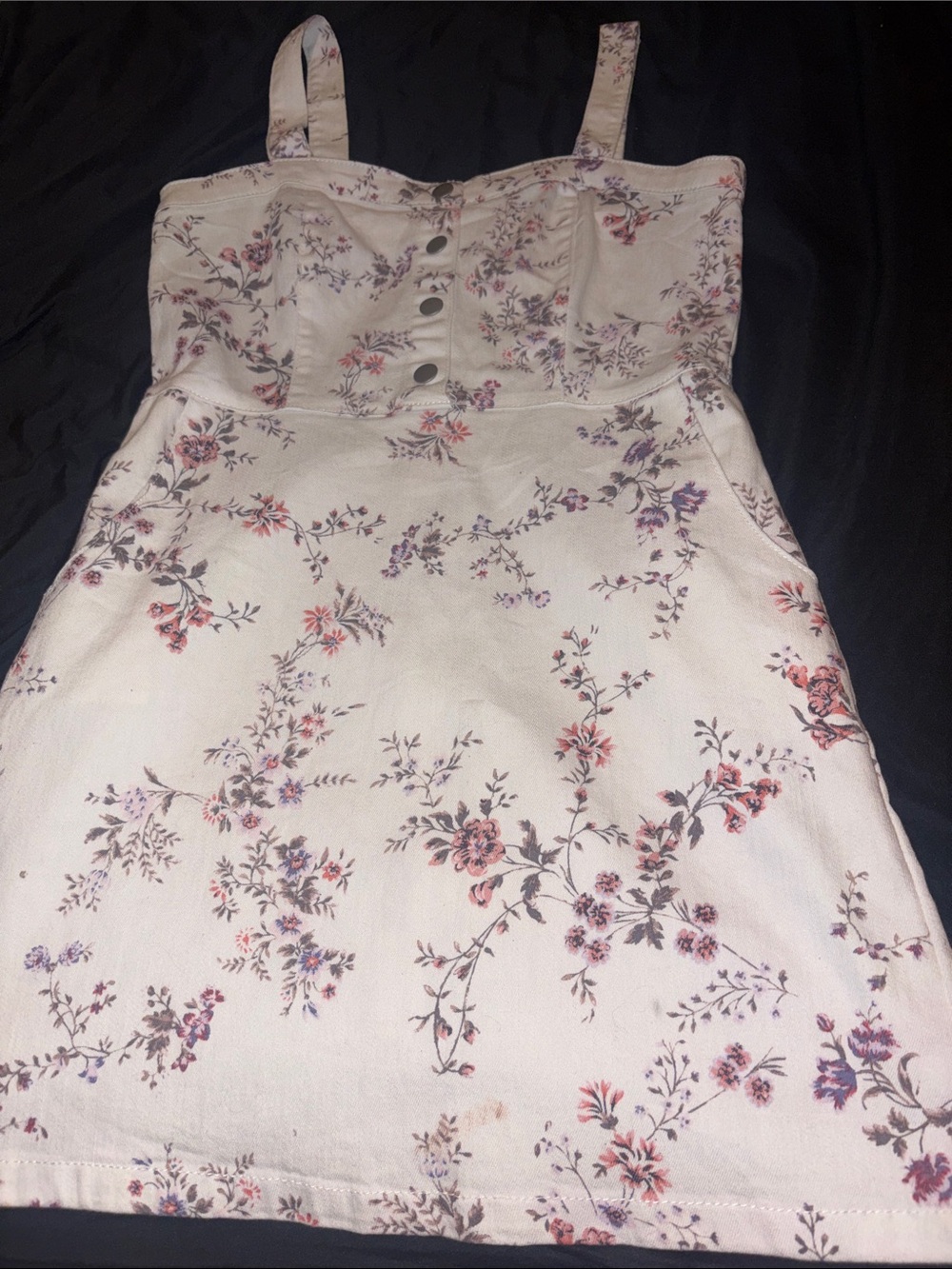 No Boundaries Cream Sundress with Pink and Purple Floral Print